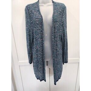 Catherines 0X 14/16W Open Cardigan Women Crochet Knit Artsy Blues Pink